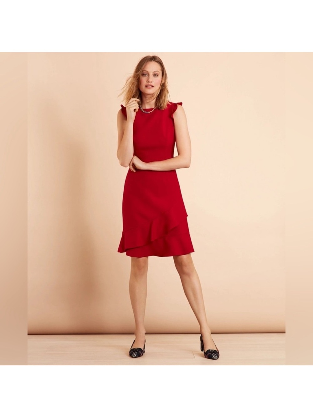 Brooks Brothers Red Fleece Red Ruffle Dress – Size 10